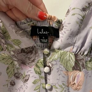 Lulu's Floral Midi Dress in Lavender and Green